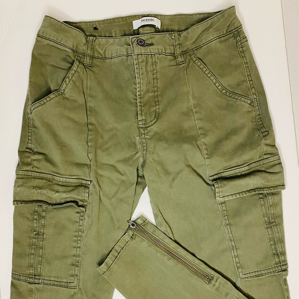 Kensie Cargo Military Green Army Utility Skinny Zip Pants Macy’s Jeans 2 26